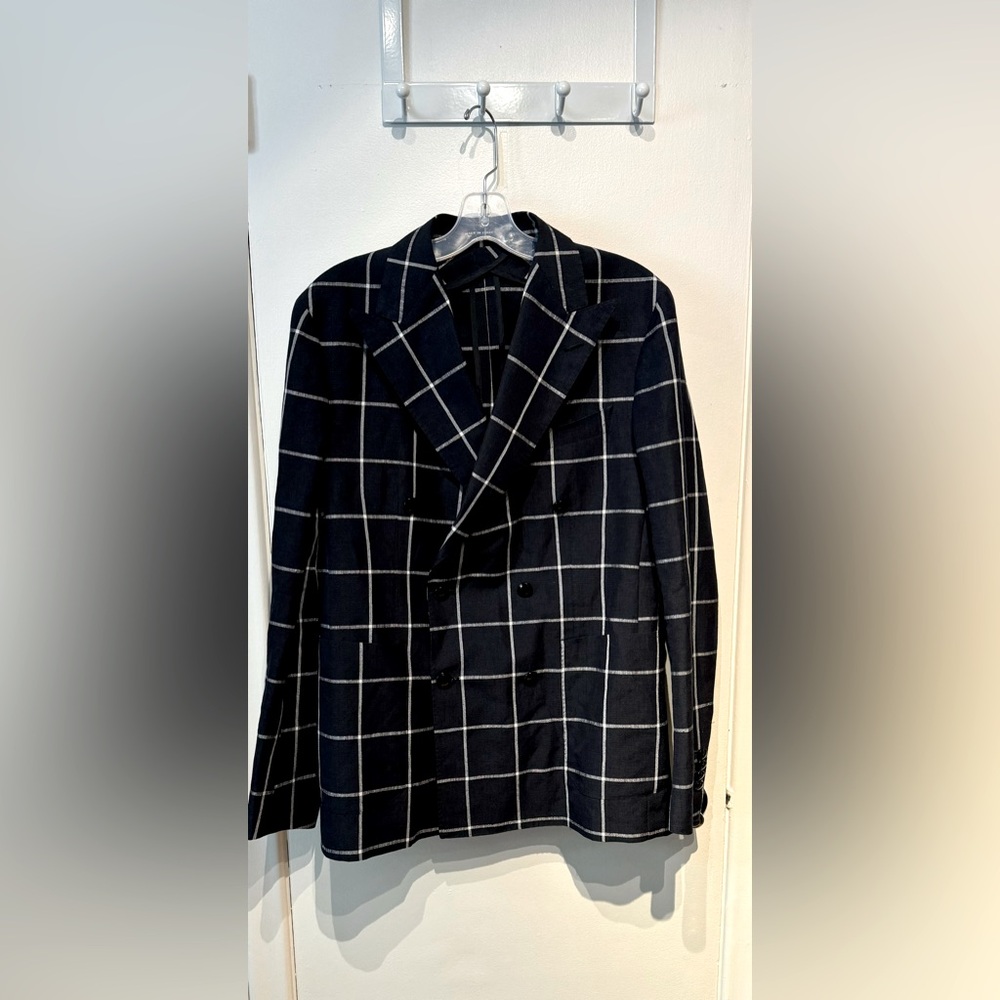 Tagliatore 40R linen wool double breasted blazer like new